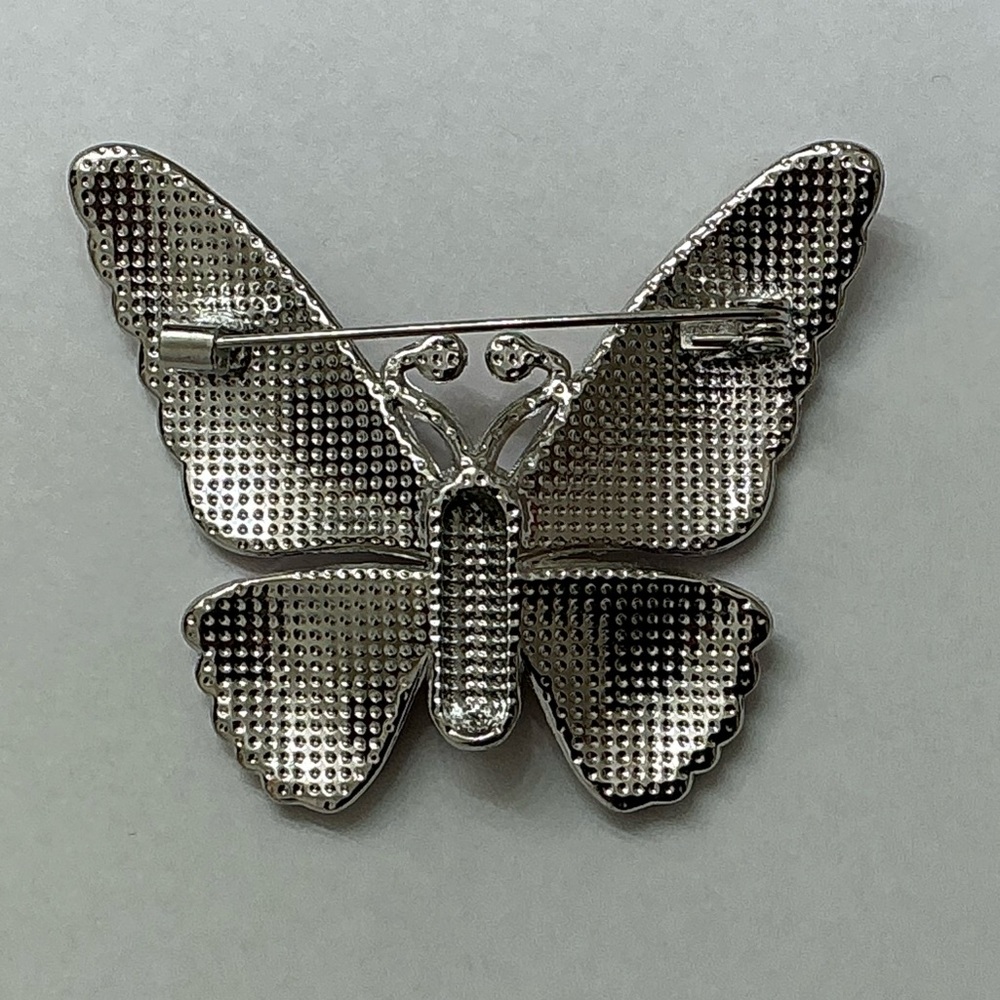 Pink and Silver Butterfly Brooch - Picture 4 of 6